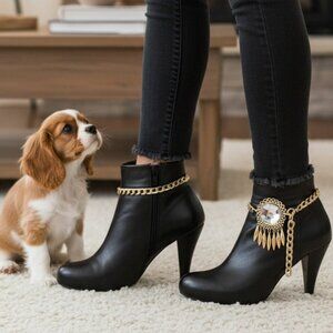 NEW Women Gold Metal 2 Boot Chain Bracelets Shoe Bling Sun Flower Charm Handmade